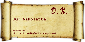 Dux Nikoletta névjegykártya